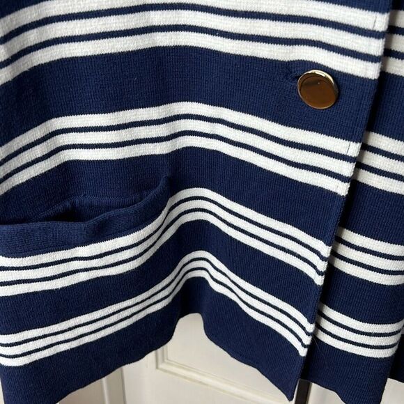 Charter CIub Cotton Striped Sweater Blazer Intrepid Blue Plus Size 3X - Picture 5 of 7